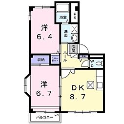 ベル・ビィトンA 2DKの間取図画像