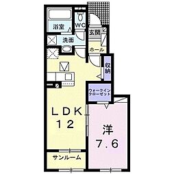 リジエールB 1LDKの間取図画像