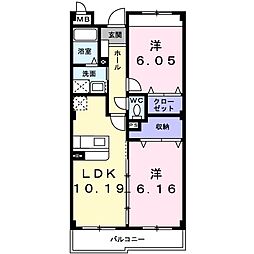シンパシーイースト 2LDKの間取図画像