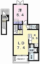 カーサ桜井町 1LDKの間取図画像