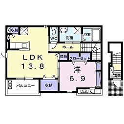 フィオーレ 1LDKの間取図画像