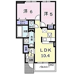 アムール翼2 2LDKの間取図画像