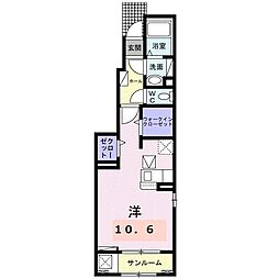 コンフォール・アイリス 1階ワンルームの間取り