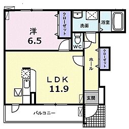 アライブS&N 1LDKの間取図画像