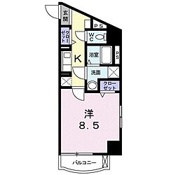 クレアール京町 1Kの間取図画像