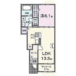 アレーズA 1LDKの間取図画像