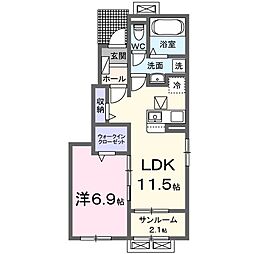 アミスターＴ　I 1階1LDKの間取り