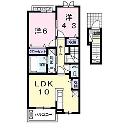ベルオーブ9 2LDKの間取図画像