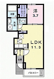 フュテルヴァンクールB 1LDKの間取図画像