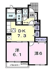 ブランコートB 2DKの間取図画像