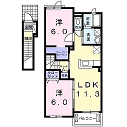 ルミナス桜瀬 2LDKの間取図画像