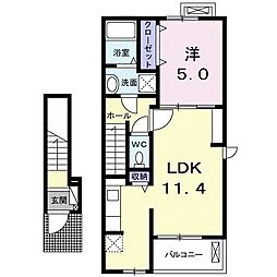 リバティヒル 1LDKの間取図画像