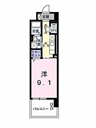 ルミエール山越 1Kの間取図画像