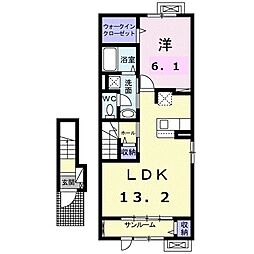 エスポワール家久A 1LDKの間取図画像