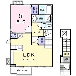 プラージュ・ミディ 1LDKの間取図画像
