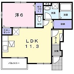 アンベリール3 1LDKの間取図画像