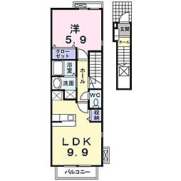 メロディーヒルズ 1LDKの間取図画像