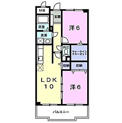 ヒルズシンシア 2LDKの間取図画像