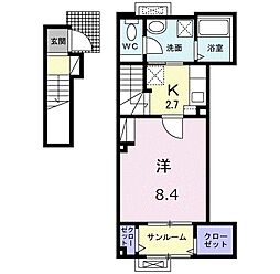 ラ・ルミエール 1Kの間取図画像