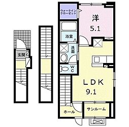ラ・ルミエール 1LDKの間取図画像