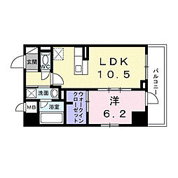 プレシャス2 1LDKの間取図画像