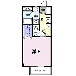 ロータスビレジ一番館 1Kの間取図画像