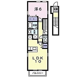 ホワイトアイB 1LDKの間取図画像