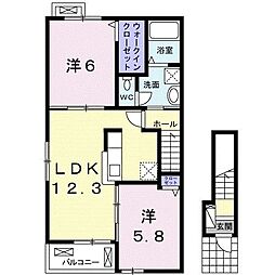 グランシア里庄 2LDKの間取図画像