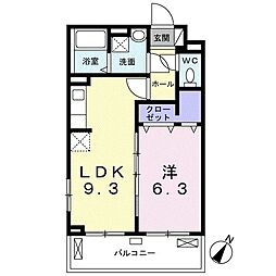 ユアーズ 1LDKの間取図画像