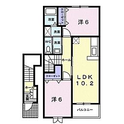 シュトラール 2LDKの間取図画像