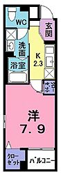 オレンティア 1Kの間取図画像