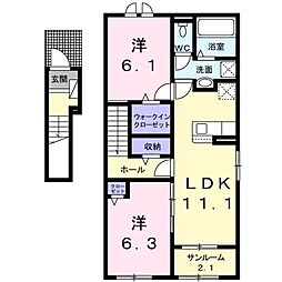 イルクオーレ1 2LDKの間取図画像