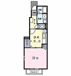ウェスト・コート 1DKの間取図画像