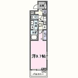 ベルドミール美野島 1Kの間取図画像