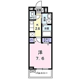 ウィステリアC 1Kの間取図画像