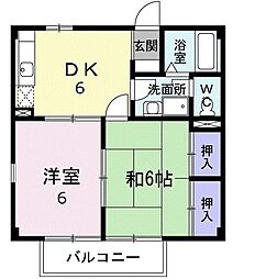 ニューシティークロサワ1 2DKの間取図画像