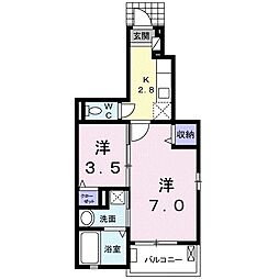 コットンハウスウエスト 2Kの間取図画像