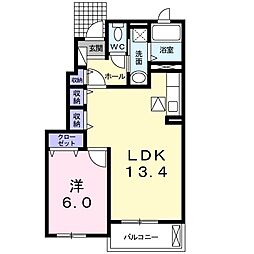 グローリーヒルズA 1LDKの間取図画像