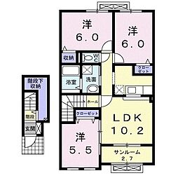 ミント 2階3LDKの間取り