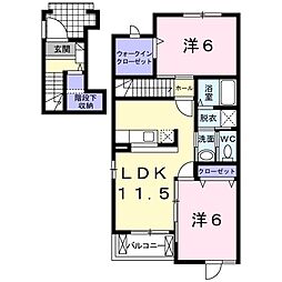リバーサイドシティ　Ｂ棟 2階2LDKの間取り