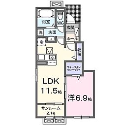 ヒカルサ富山水橋 1LDKの間取図画像
