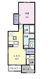 ウィスタリア 1LDKの間取図画像