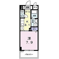 ハピネスガーデン 1Kの間取図画像