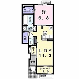 ドゥーエ・グランツ 1LDKの間取図画像