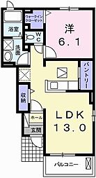 スウィートトレゾール 1LDKの間取図画像