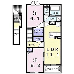 メルヴィレッジ1 2LDKの間取図画像