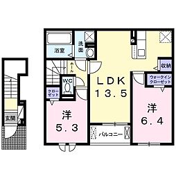 カーサ匠 2LDKの間取図画像