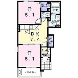 ボニート2 2DKの間取図画像