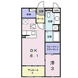 フェイバーメゾン 1DKの間取図画像