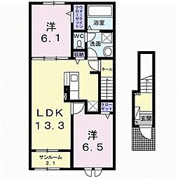 グランデOS1 2LDKの間取図画像
